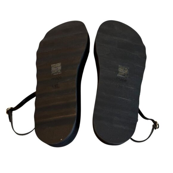 MAJE Frankie Black Gold Chain And Charm-Embellished Leather Sandals Size 9 - Picture 6 of 9